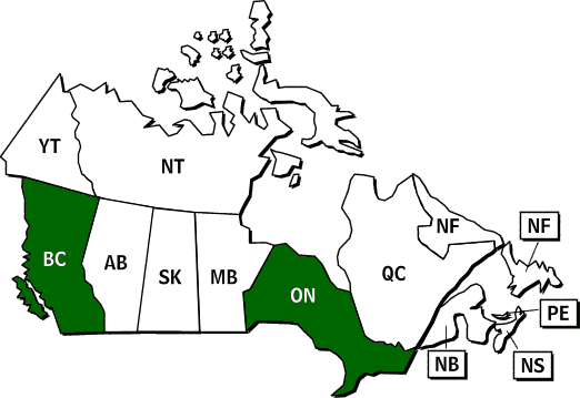 Map of Canada - Sponsoring Surgeons